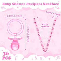 Coume 36 Pcs Shower Party Pacifiers Necklace Acrylic Charm Pink