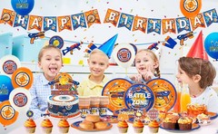 161 Pcs Dart War Battle Zone Party Decoration Gun Plates Balloons Cake Topper