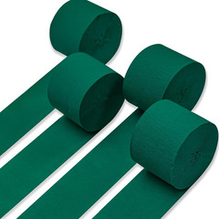 Dark Green Crepe Paper Streamers 4Pcs 328Ft Pack of Emerald Forest Hunter Green
