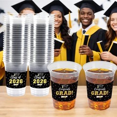 50Pcs Graduation Decorations 2026 Disposable Graduation Cups Congrats Grad Class