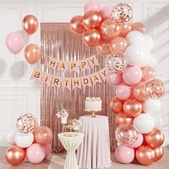Rose Gold Birthday Decorations 60 Pcs Pink Pearl 12 Inch Rose Gold Pink