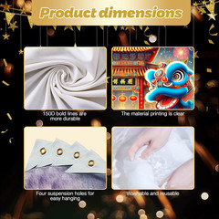2026 New Year Lion Dance Banner 71 X 43 Inch Chinese Festival Party Backdrop Red