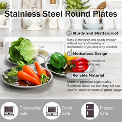 WUWEOT 10 Pack Stainless Steel Dinner Plates, 10″ Round Kitchen Metal Silver