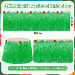 Hawaiian Party Table Skirt Decorations, 2PCS Green Luau Party Table Skirt Dec…
