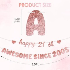 Finally 21 Rose Gold Birthday Decorations for Women – Glittery Happy 21st