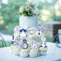 48pcs Something Blue Before I Do Theme Cupcake Toppers Something Blue Before I D