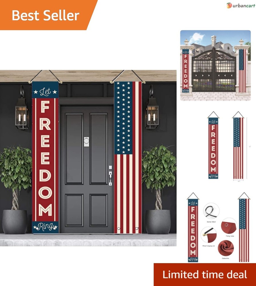 Patriotic Outdoor Decor Set with Flags and Banners for National Holidays