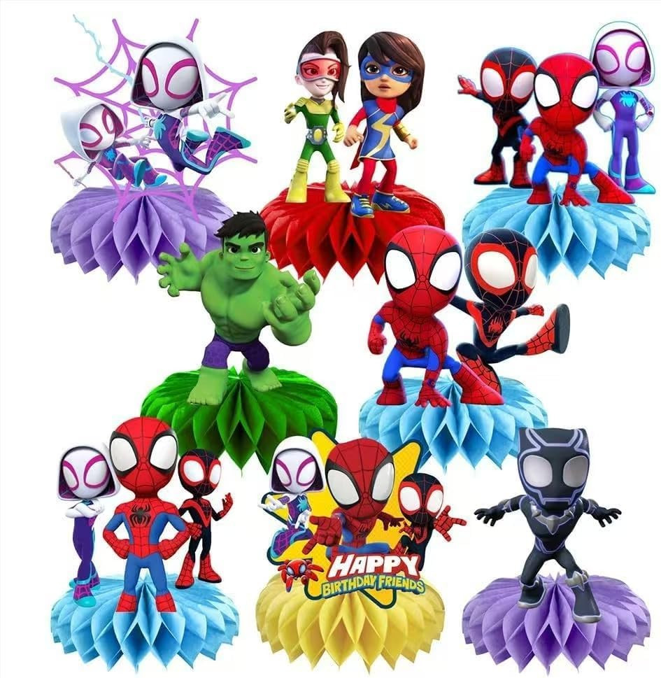 Spider Birthday Party Supplies 8Pcs Honeycomb Table Centerpiece, Cartoon Birthda