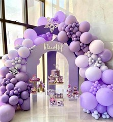 Grey Violet Maca Purple Gold Balloons Garland Arch Kit, 146Pcs Latex Balloons…