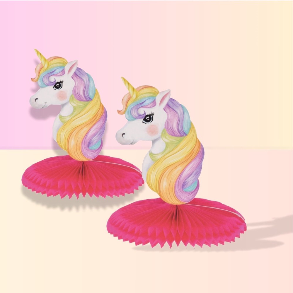 Unicorn Honeycomb Party Decoration Kid Birthday Party Baby Shower Colourful 2Pcs
