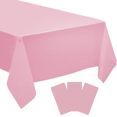 3 Pack Pink Disposable Tablecloth, 54″ x 108″ Plastic Table Covers, Decorativ…