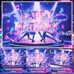 Kpop Theme Birthday Party Decorations Set with Banner, Backdrop, Balloons, Ta…