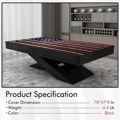 iEsstros 6ft Pool Table Cover Waterproof Leather Billiard Cover Outdoor Black