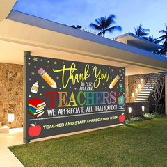 Teacher Appreciation Week Backdrop Banner School Classroom Decorations, Thank Yo