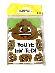 8 count poop emojions party invitations kids birthdays