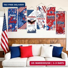 6 Pcs 4th of July Decorations Independence Day, 250th Anniversary Hanging Banner
