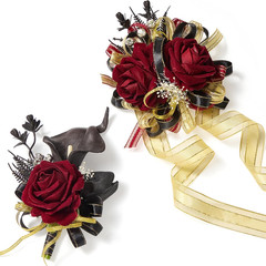 Black and Burgundy Calla Lily Corsage and Boutonniere Set for Formal Events