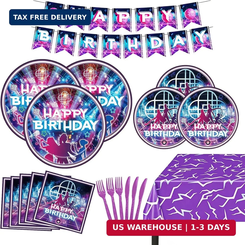 116 PCS Kpop Party Supplies Set, K Pop Birthday Decorations Demon Tableware Kit
