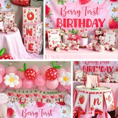 Berry First Birthday Decorations Set – Strawberry 1st Birthday Decorations Gi…