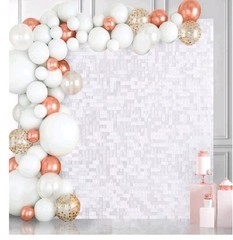 Shimmer Wall Backdrop for Party – Matte White 24 Panels Square Sequin Wall…