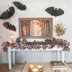 Neutral Fall Garland for Mantle Fireplace – 2 Pack 6Ft Plum Cimicifuga Seeded…