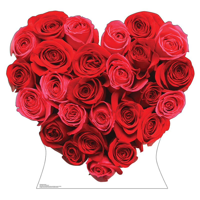 RED ROSES HEART 3′ 6″ Tall CARDBOARD CUTOUT Standup Standee Poster FREE SHIPPING