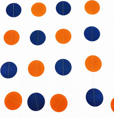 Orange Blue Circle Dots Party Garland Banner Decoration Polka Dots Paper Streame