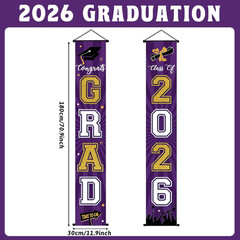 Graduation Banner 2026 Graduation Decorations Purple and Gold Grad Banner Porch