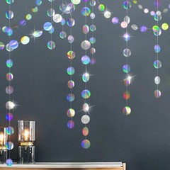 Iridescent Party Decorations Holographic Circle Garlands Disco Theme Decorati…