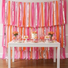 Sunset Sorbet Streamer Fringe Backdrop 5 FT Photo Booth Background Party