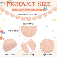 4 Pack Peach Scallop Pennant Banner Each 13 Inch Princess Party Garland Banne…