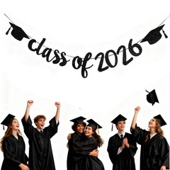 2026 Graduation Banners Party Decorations, Black Class Standard, 2026