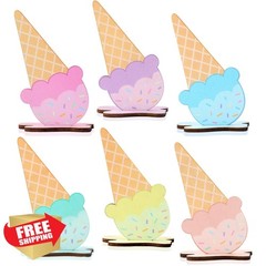 OBUSATT Ice Cream Table Wood Decorations (6 Pcs)