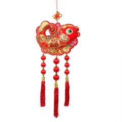 Handmade Weave Chinese Knot Dazzling Fish Koi Carp Rich Red Lantern Tassels