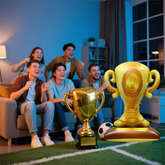 4D Giant Trophy Standing Balloon Gold Champion Foil Balloons,First Prize Balloon