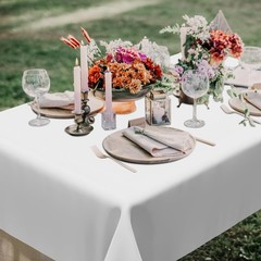 4 Packs White Plastic Tablecloth, Sturdy Disposable Table Cloth, 54 X 108 Inc…