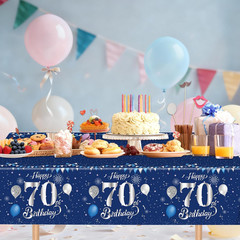 70Th Birthday Decorations for Men,61Pcs Blue Silver 70Th Birthday Decorations Ta