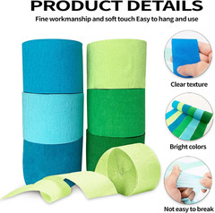 Crepe Paper Streamers 6 Rolls 492ft，Green and Blue Party Decorations Streamers (