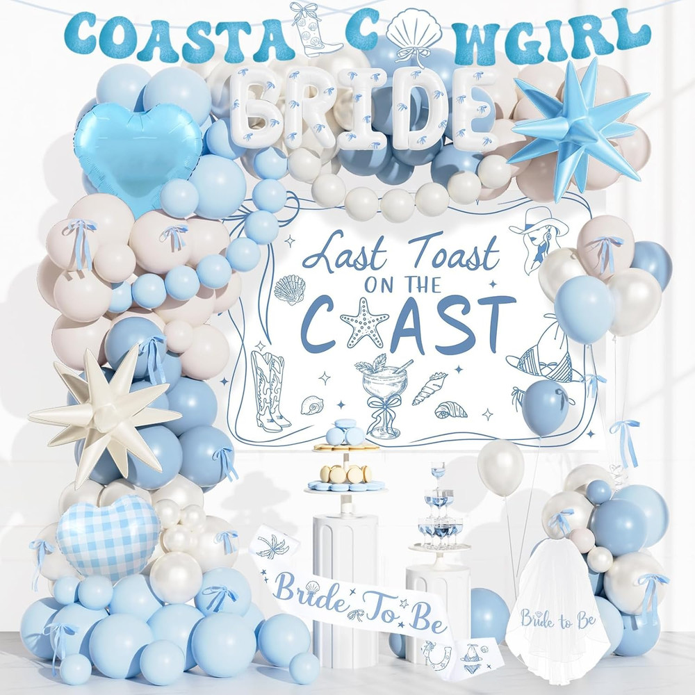 Last Toast on the Coast Bachelorette Decorations Kit- 119 Pcs Complete Coastal C