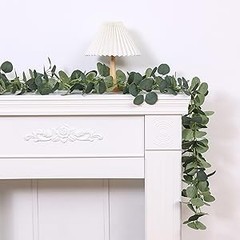 2 Pack Artificial Eucalyptus Garland Faux Silk Leaf Silver Dollar Eucalyptus