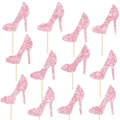 12 PCS Pink High Heel Centerpiece Stick Girl Birthday Engagement Party Decor