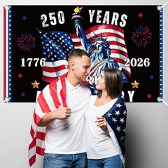 Anniversary Backdrop Decorations, 70 × 43 Inches 4th of July Party 250th
