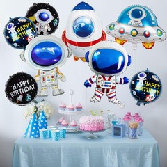 8 Pcs Space Balloons 33 Inch Astronaut Mylar Airship Planet Rocket Galaxy Foi…