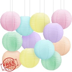 Retisee Pastel Cute Paper Lanterns 10 Inch 12 Pcs