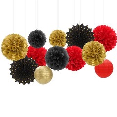 Red-Black Gold Casino Theme Party-Decorations – 20pcs Game Night Paper Lanter…