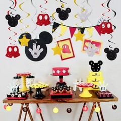 16 Pcs Mouse Hanging Swirl Decorations, Pre-Strung Mouse Birthday Party Decor…