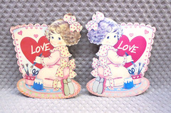 Vintage Valentine’s Day Cardstock Cutout Girl Love Heart Double Sided Decoration