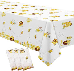 Bee Baby Shower Decorations Party Tablecloth, Disposable Bumble Theme Bee Day Bi