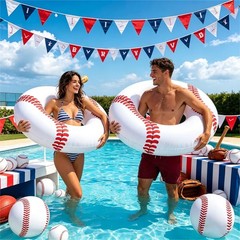 2Pcs Large Inflatable Pool Float for Adults Baseball Soccer Sports Swim Rings…
