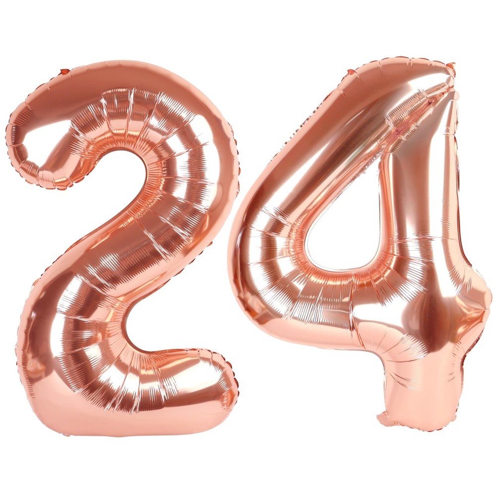 Number Balloon 40 Inch, 24 Number Balloons, Rose Gold 42 Happy Birthday Decor…
